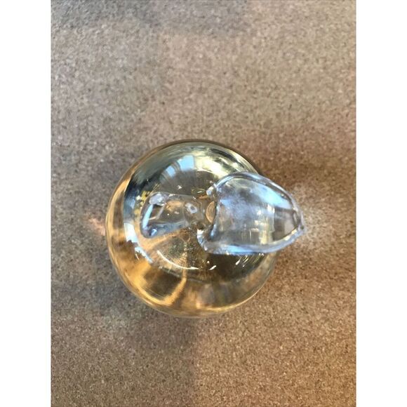Patricia Faye Apple Paperweight Glass Clear Stem Leaf Gold Design Inside 3” - Picture 6 of 6